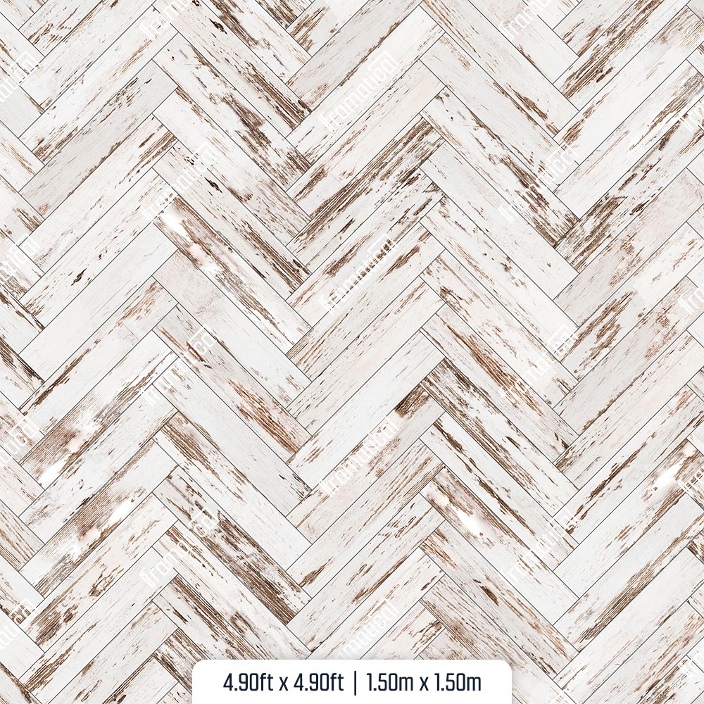 Подова подложка - Whitewashed Herringbone Wood - 1.50m x 1.50m