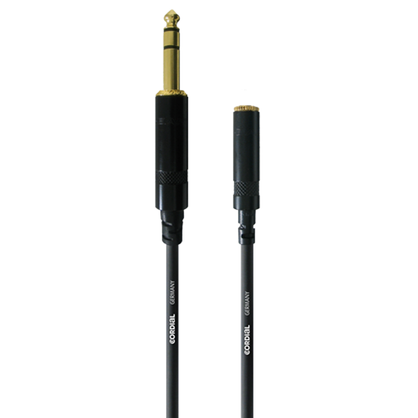 Професионален микрофонен кабел CORDIAL CFM 3 VY – 3 м 6.3mm (м) към 3.5mm стерео (ж)