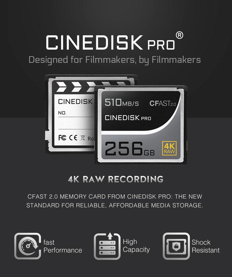 CineDiskPro CFAST 2.0 memory card 4K RAW 256gb