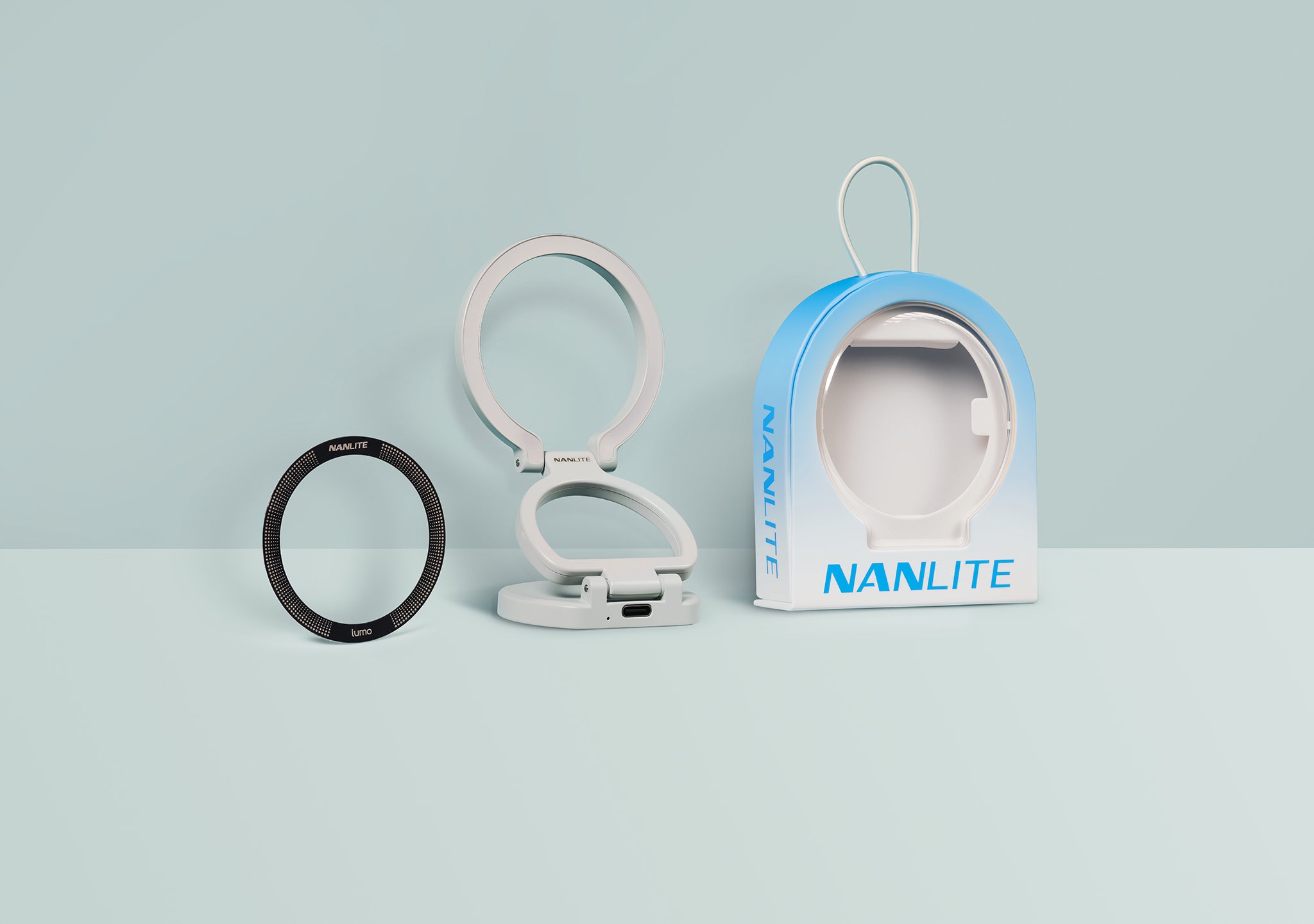 Мини диоден ринг за телефон NANLITE Lumo (MagSafe Compatible) (Mint Blue)