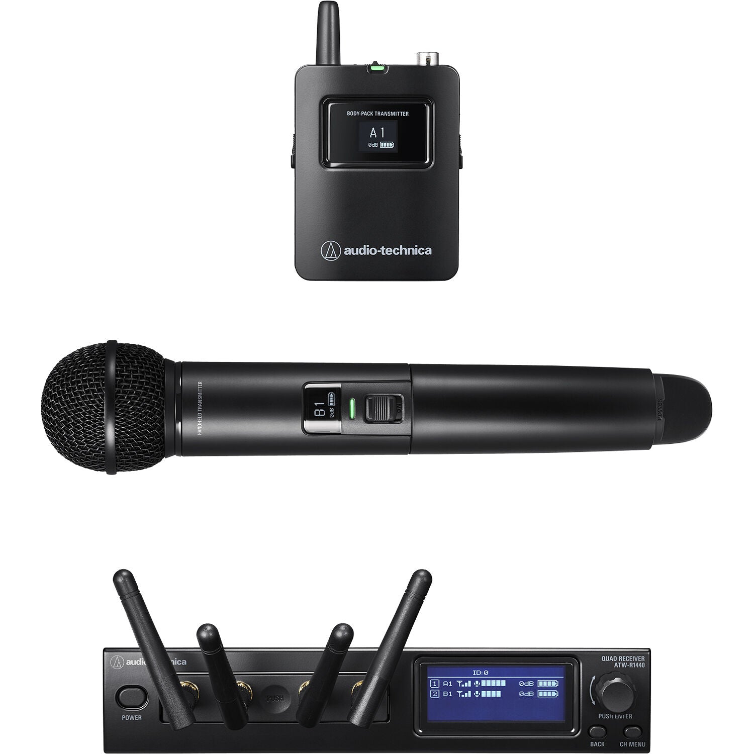 Безжична система Audio-Technica ATW-1423 System 20 PRO с ръчен микрофон и бодипак предавател