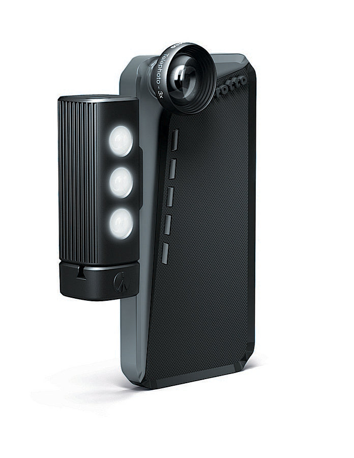 Manfrotto Black Case for iPhone 6 Plus +2 lenses+SMT LED with tripod mount