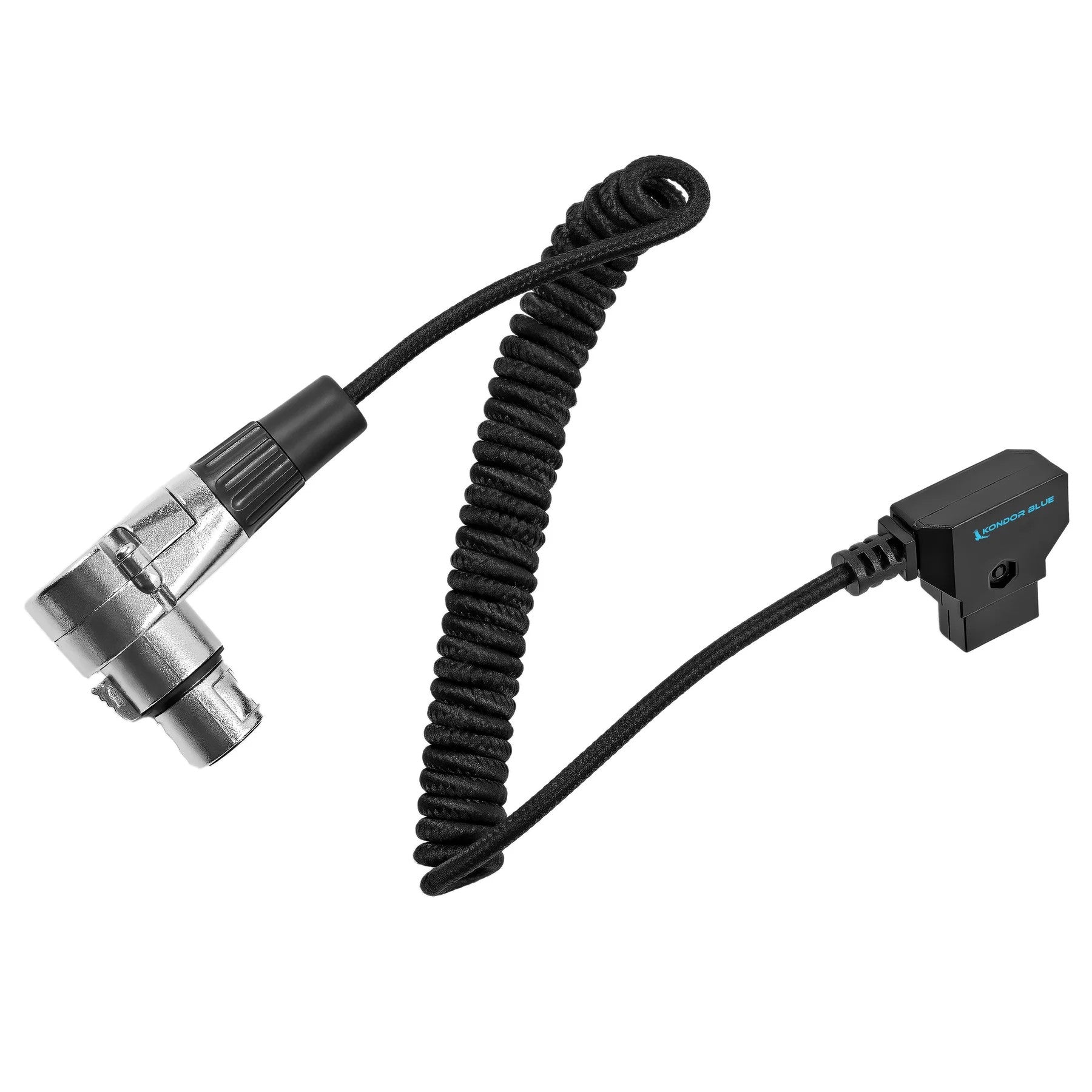 Kondor Blue D-Tap to 4 Pin XLR Female Right Angle Coiled Power Cable Sony VENICE/BURANO