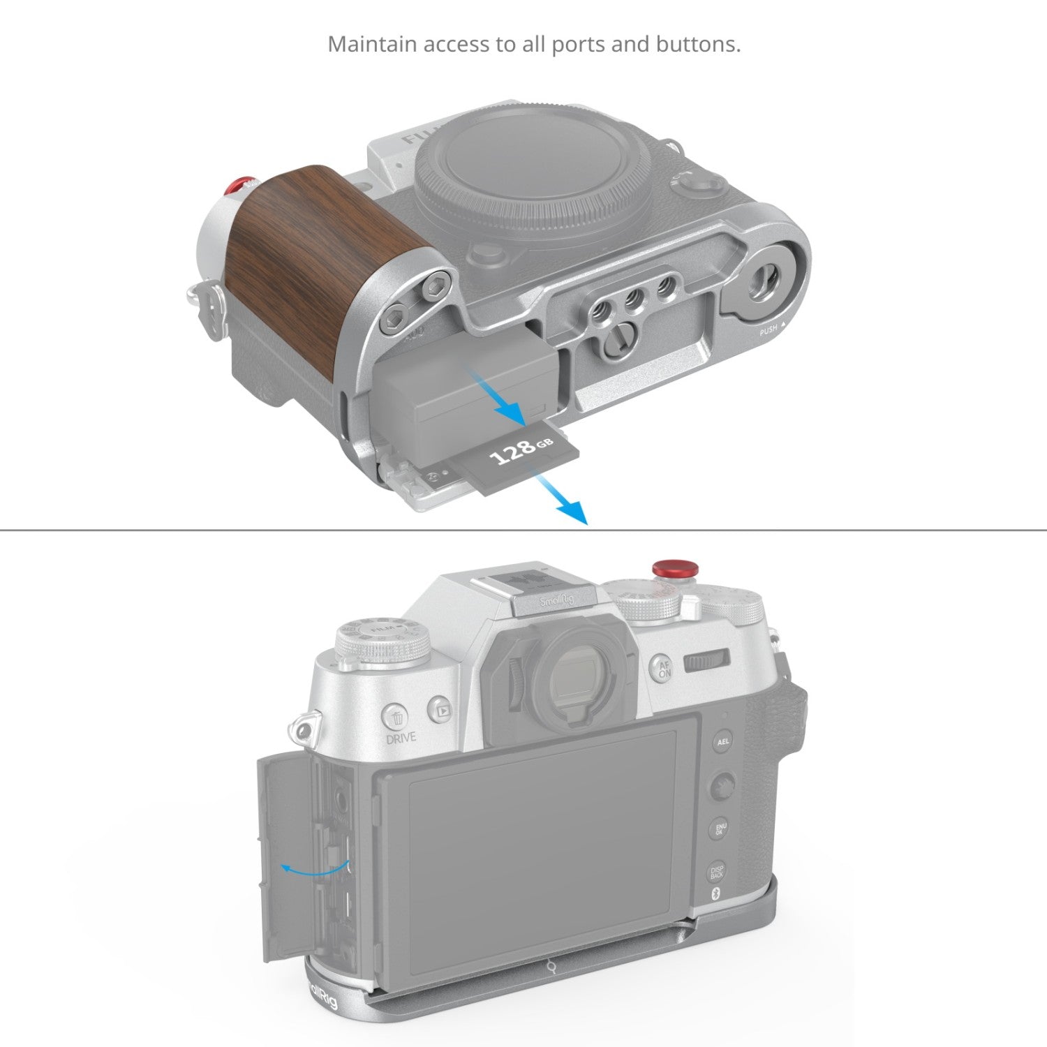 SmallRig Дървена L-образна ръкохватка за FUJIFILM X-T50 (Sliver) 4735B
