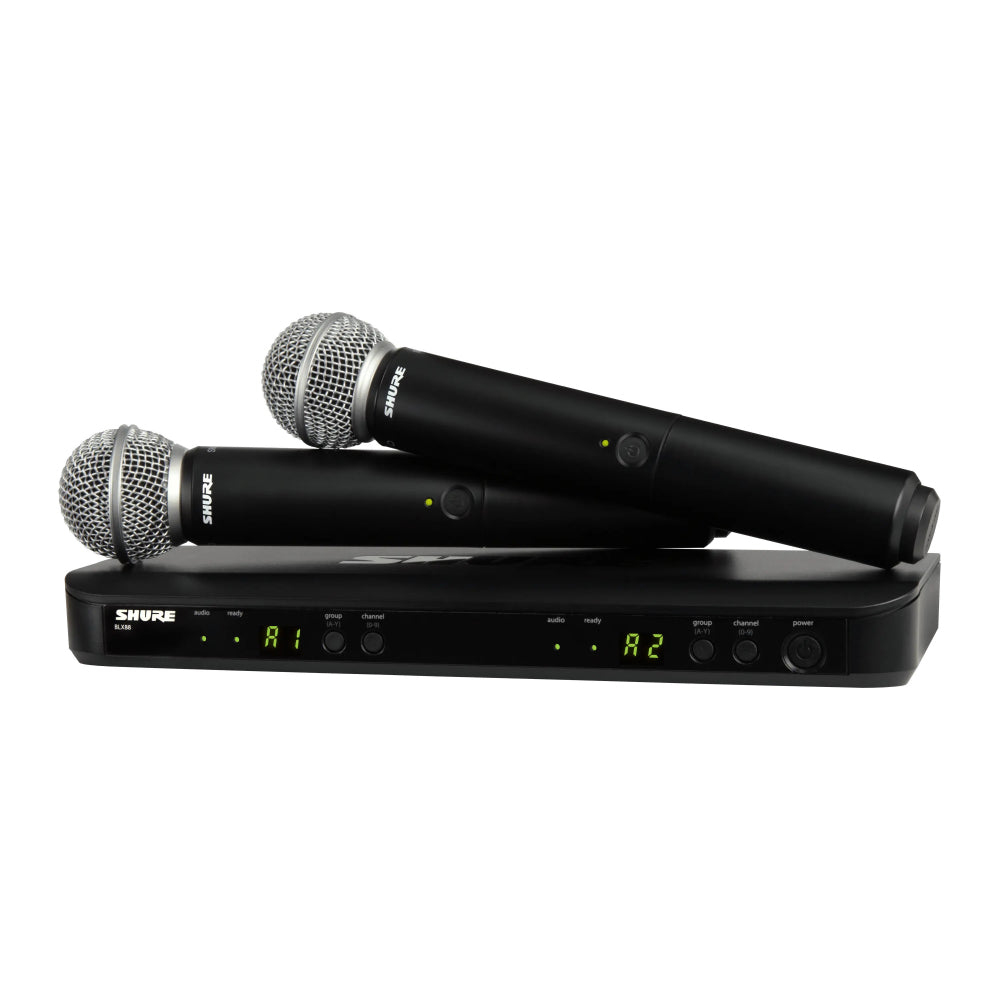 Безжична с-ма Shure BLX288/SM58-K3E (606 - 630MHz) - двуканален приемник, два ръчни микрофона SM58