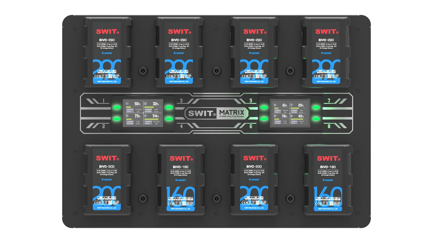 Зарядно устройство SWIT MATRIX-B8 за 8бр. B-Mount батерии - Стенен монтаж