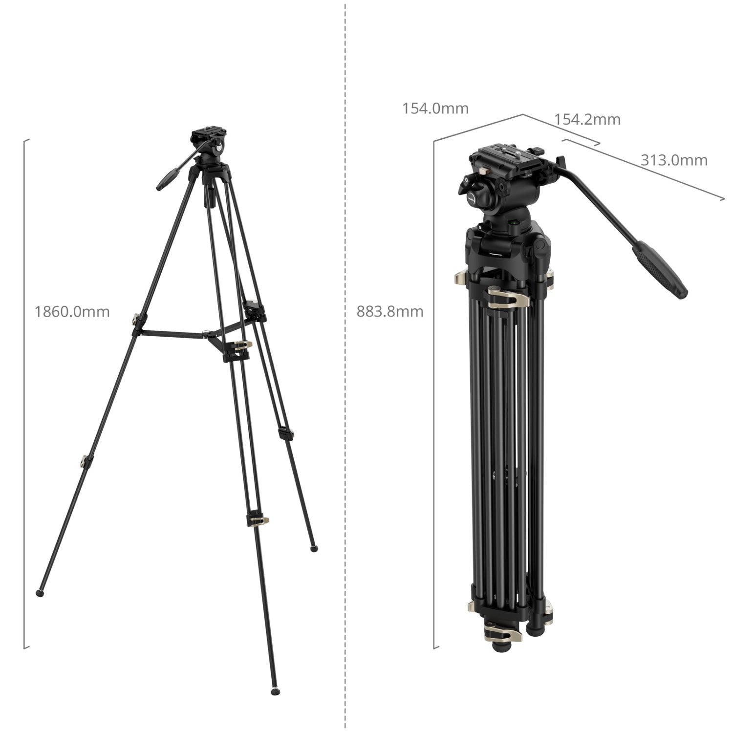 Комплект видео статив SmallRig Heavy-Duty Fluid Head Tripod AD-01S 4686