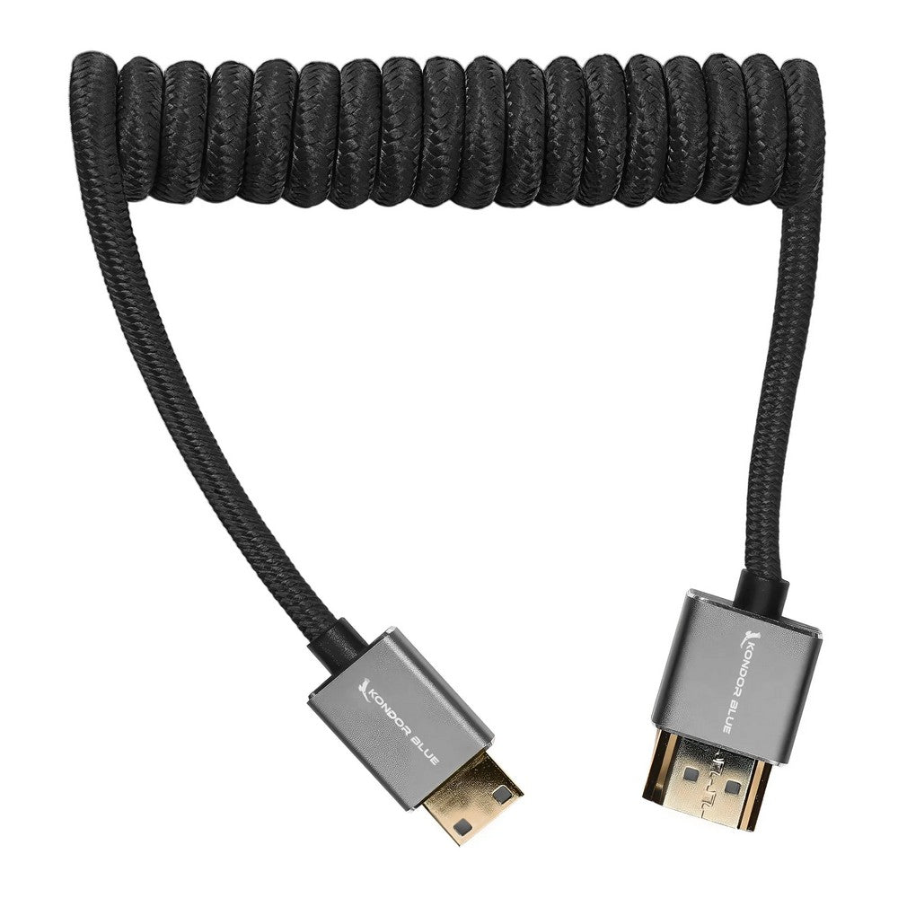 Mini HDMI към Full HDMI кабел 12-24инча навит (Черен)