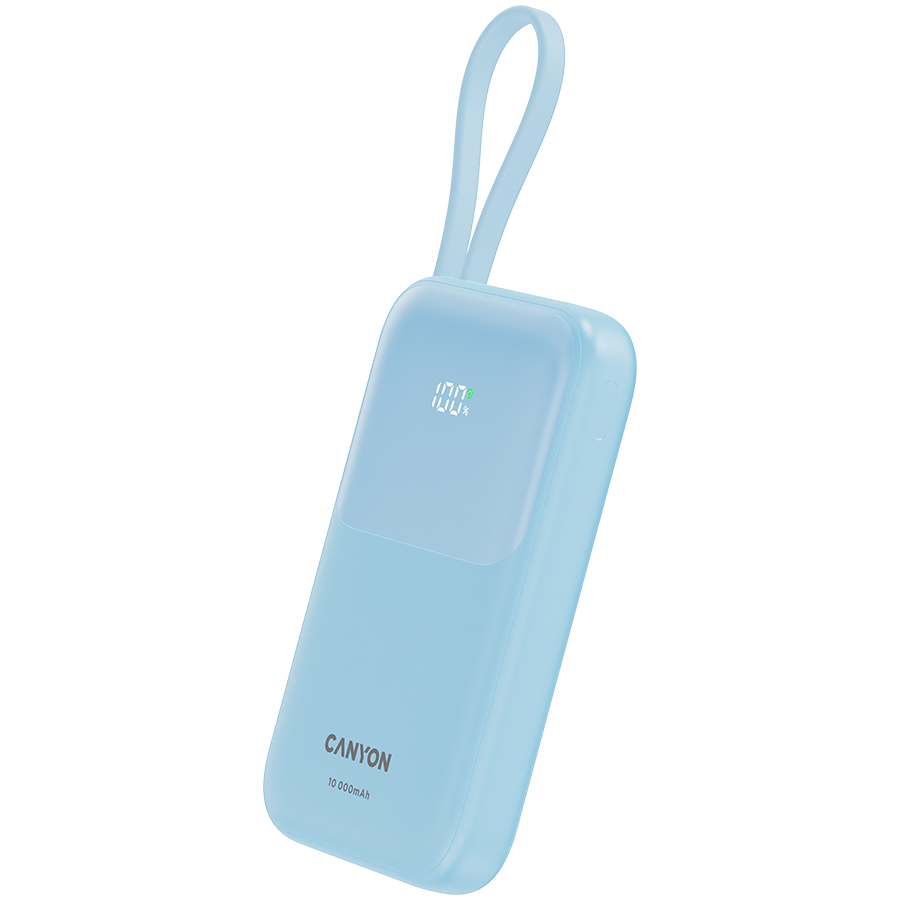 CANYON външна батерия OnPower 101 с вграден кабел 10000 mAh PD22.5W - синьо