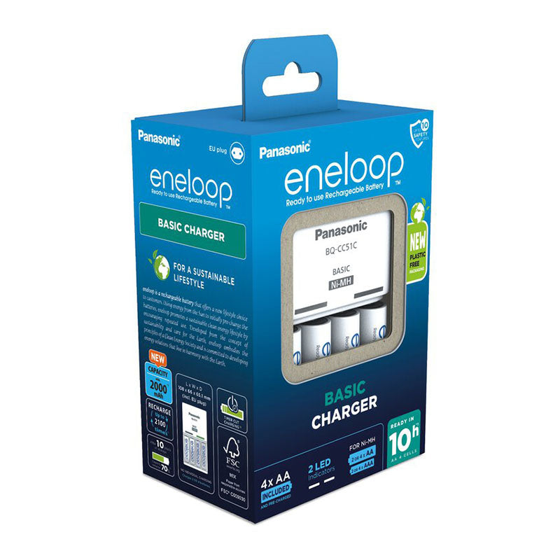 Заряден комплект Panasonic Eneloop Basic Charger 4x AA 2000 mAh