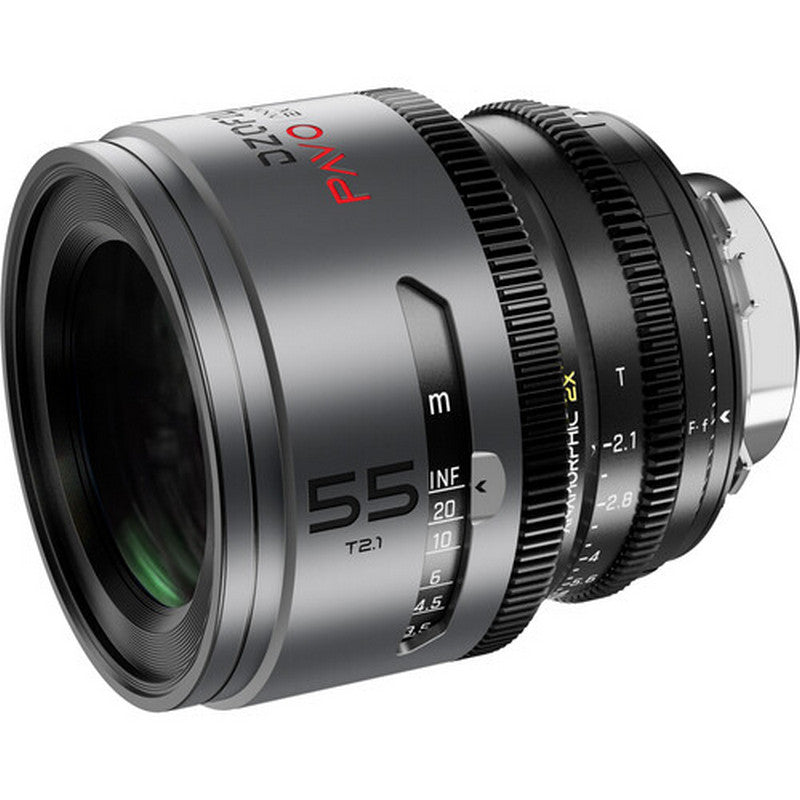 Комплект 3 анаморфни обектива DZOFILM PAVO 2x S35 (32mm, 55mm, 100mm) (T2.1, T2.4) (Син оттенък) (PL/EF, Метрична скала)