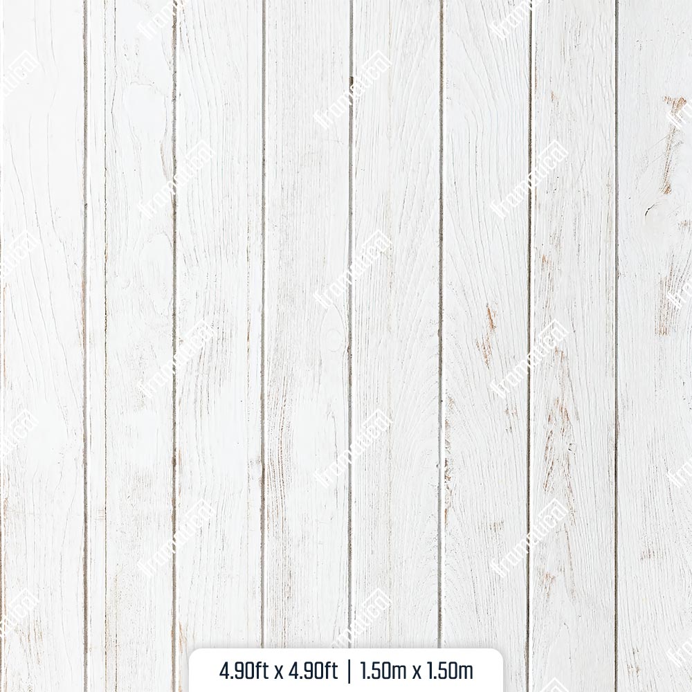 White Wood Vertical Plank Mat Floor - 1.50m x 1.50m