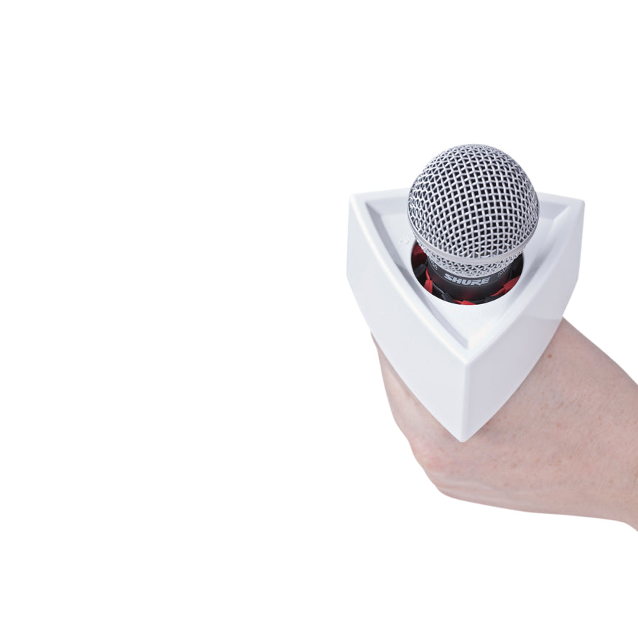 Tриъгълна конзола Rycote за брандиране на микрофон - бяло