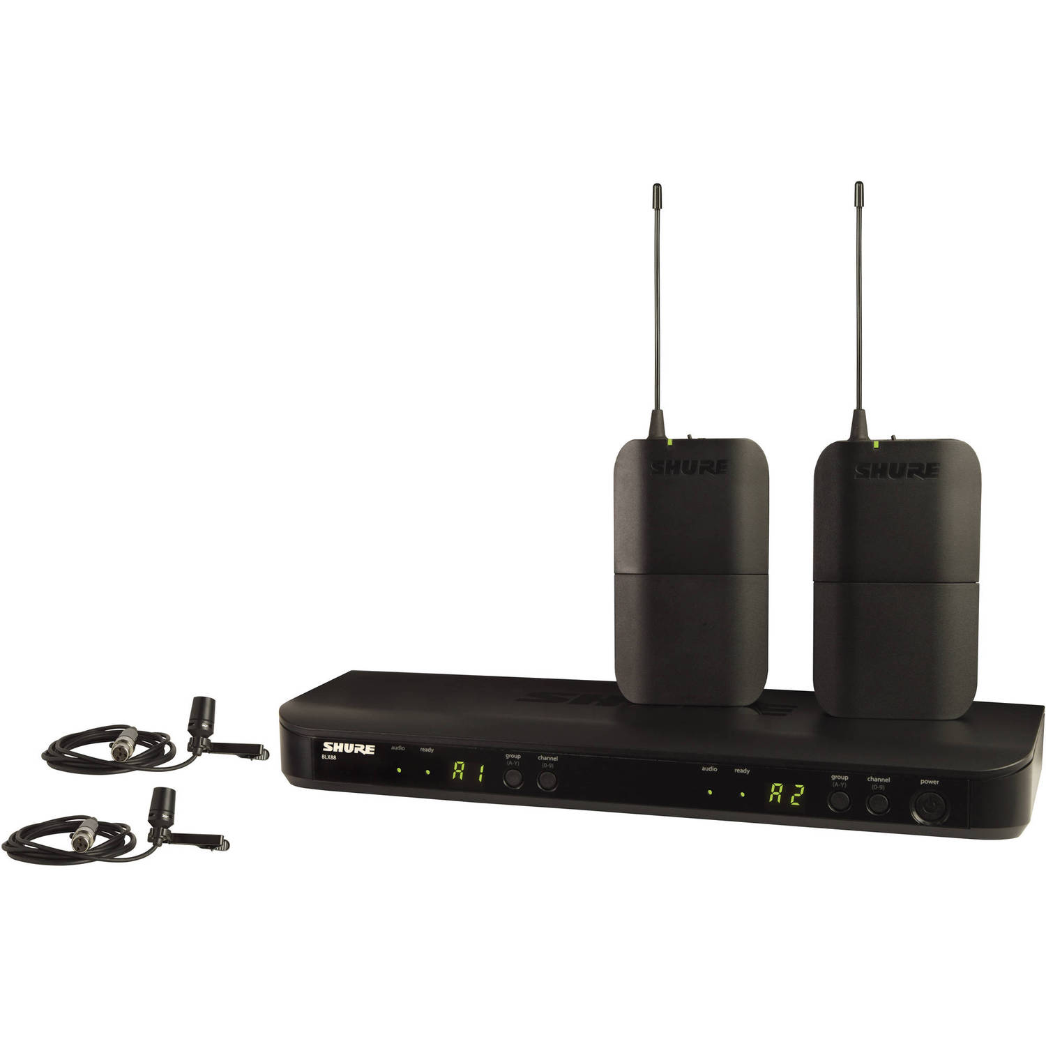 Безжична с-ма Shure BLX188E/CVL-H8E(518-542 MHz) - Двуканален приемник + 2бр. бодипак с брошка CVL