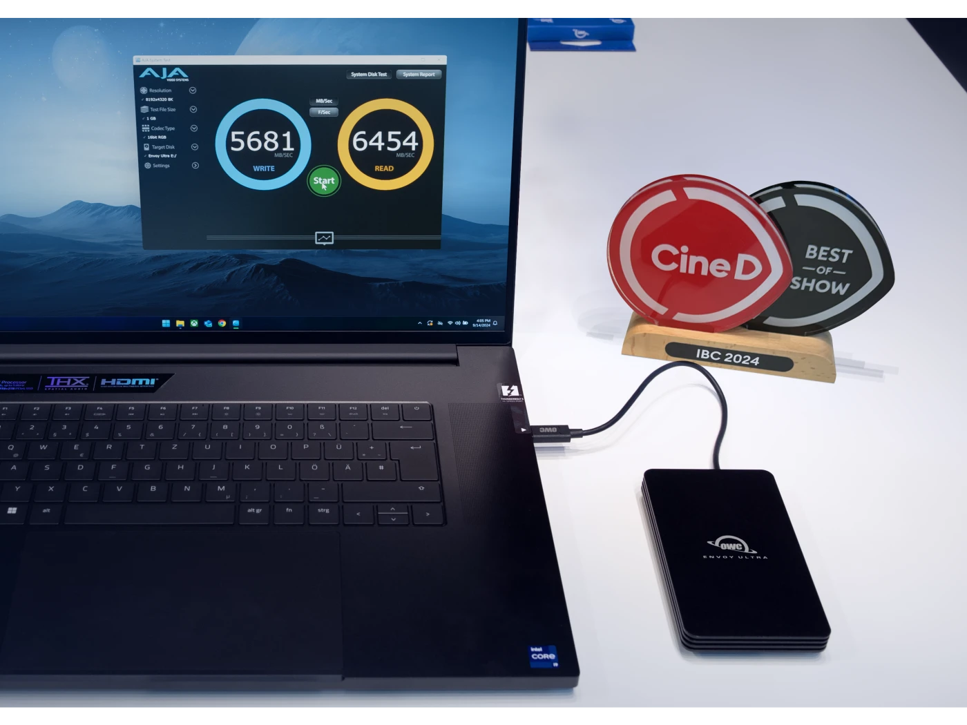 OWC SSD Envoy Ultra Thunderbolt 5 with data rates over 6000MB/s on TB5, 4.0TB
