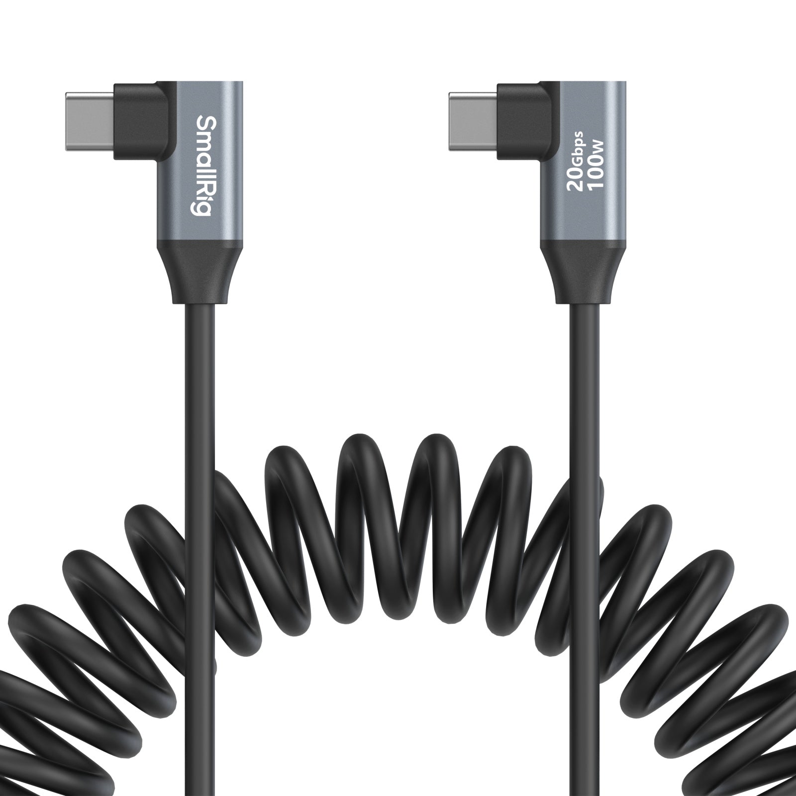 SmallRig USB-C (ъглов към ъглов) навит на спирала кабел за данни (60 см)