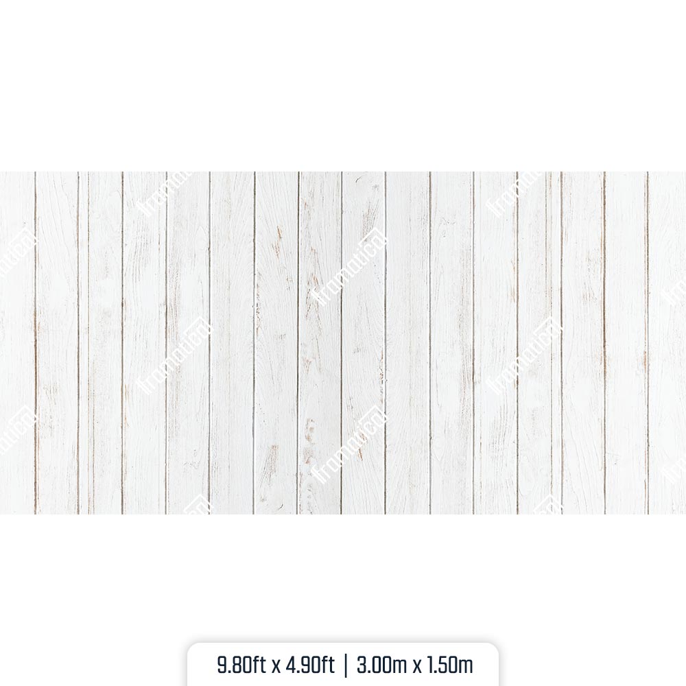 White Wood Vertical Plank Mat Floor - 3.00m x 1.50m