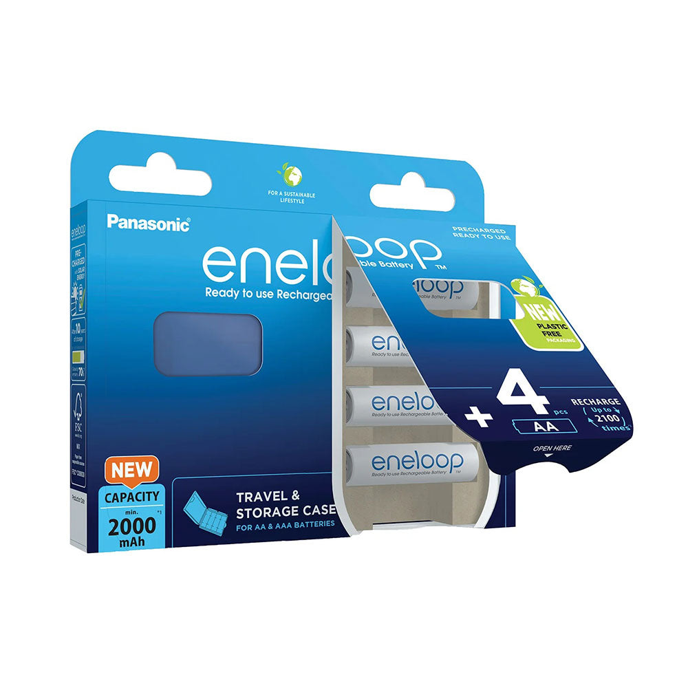 Panasonic Eneloop AA 2000 mAh 4 pcs + Battery Case for AA and AAA