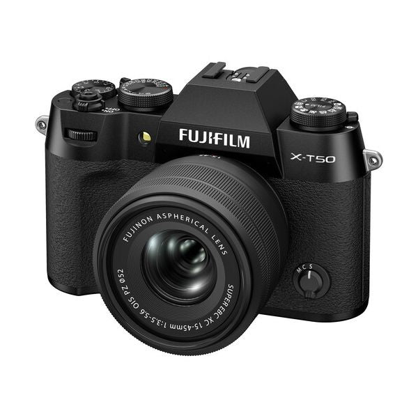 FUJIFILM X-T50 Mirrorless Camera with 15-45mm f/3.5-5.6 Lens Black