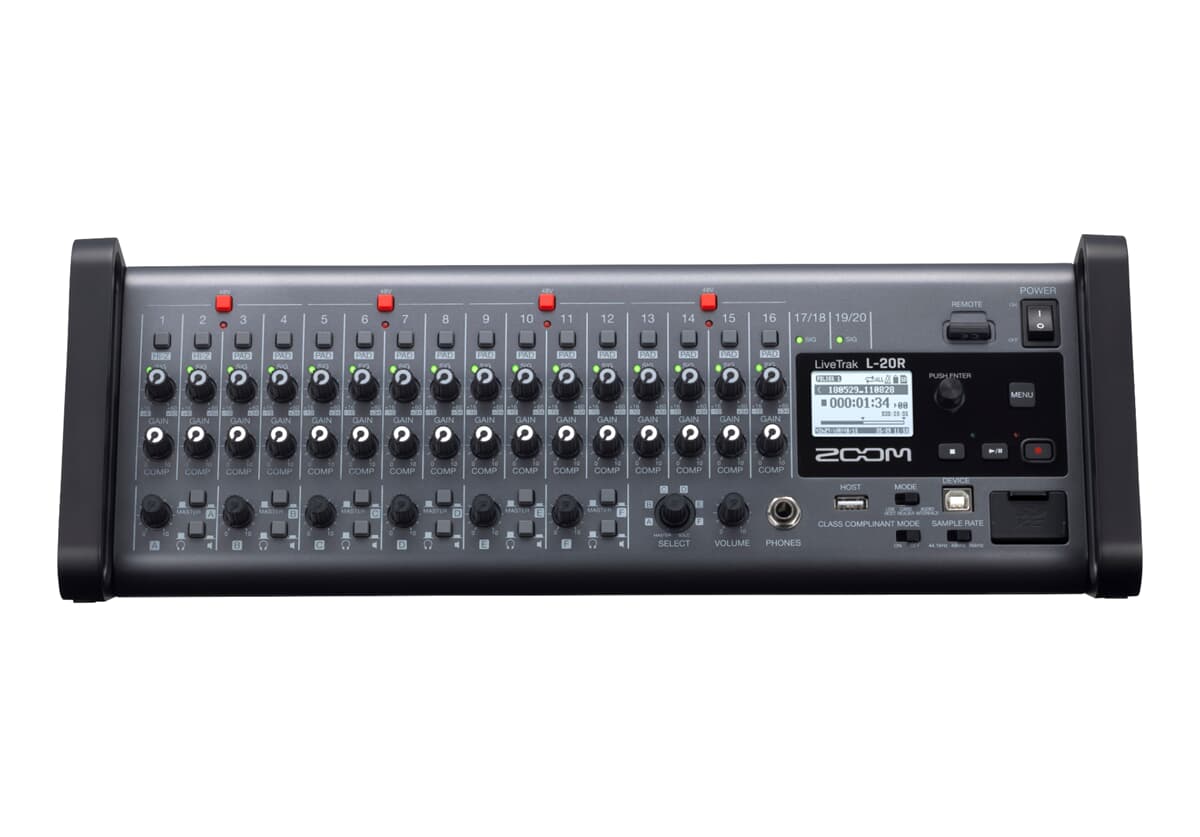 20 канален смесителен пулт с ефекти Zoom L-20R Livetrak за инсталация - Digital Mixer and Recorder