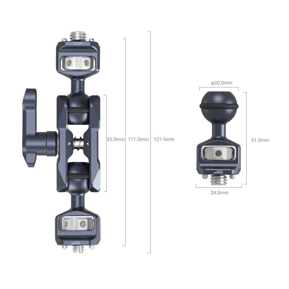 Магическо рамо SmallRig с две сачмени глави (винт 1/4 към винт 3/8)