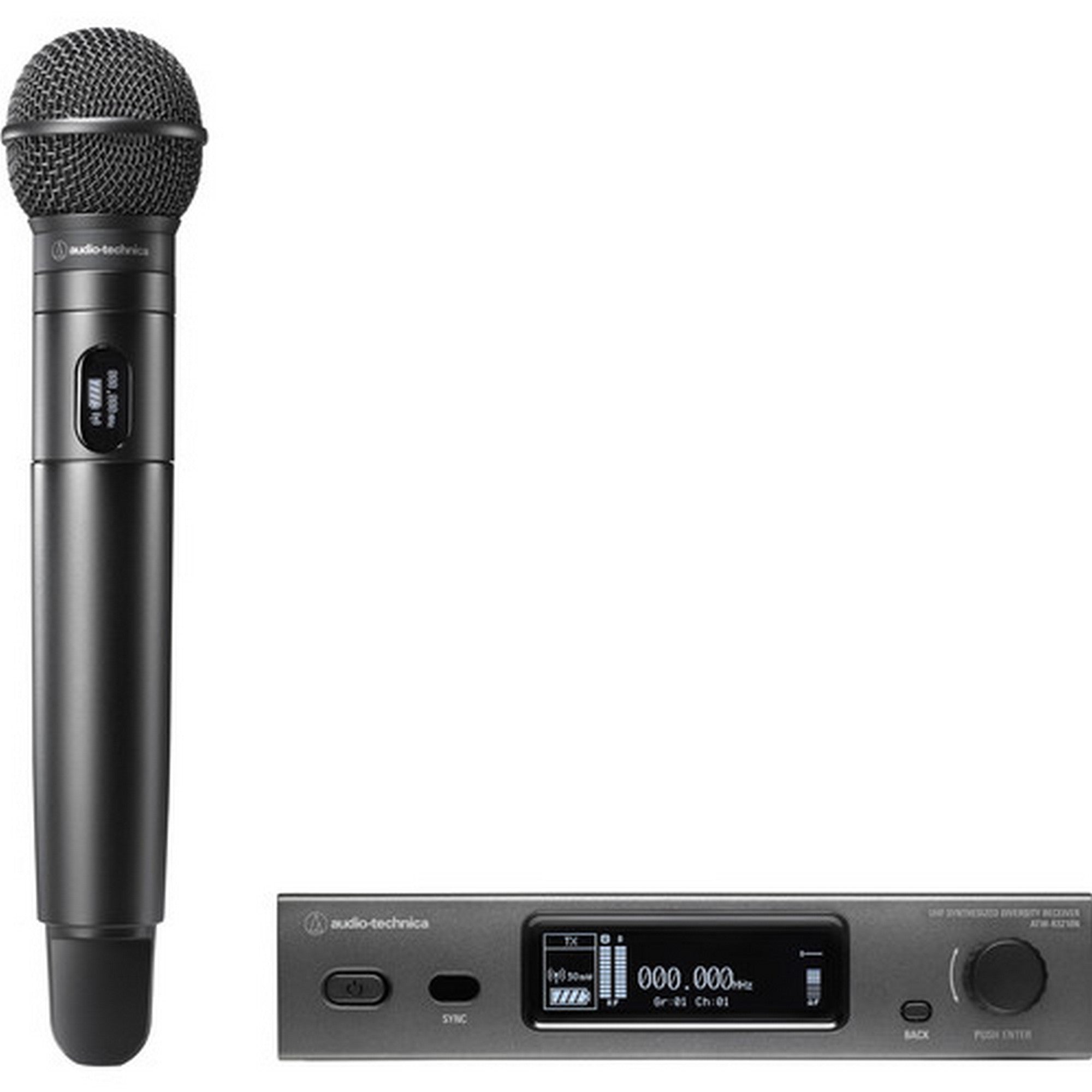 Безжичен с-ма Audio-Technica ATW-3212/C510 EE1 530.000-589.975 MHz - Ръчен микрофон със сменяема капсула и настолен приемник