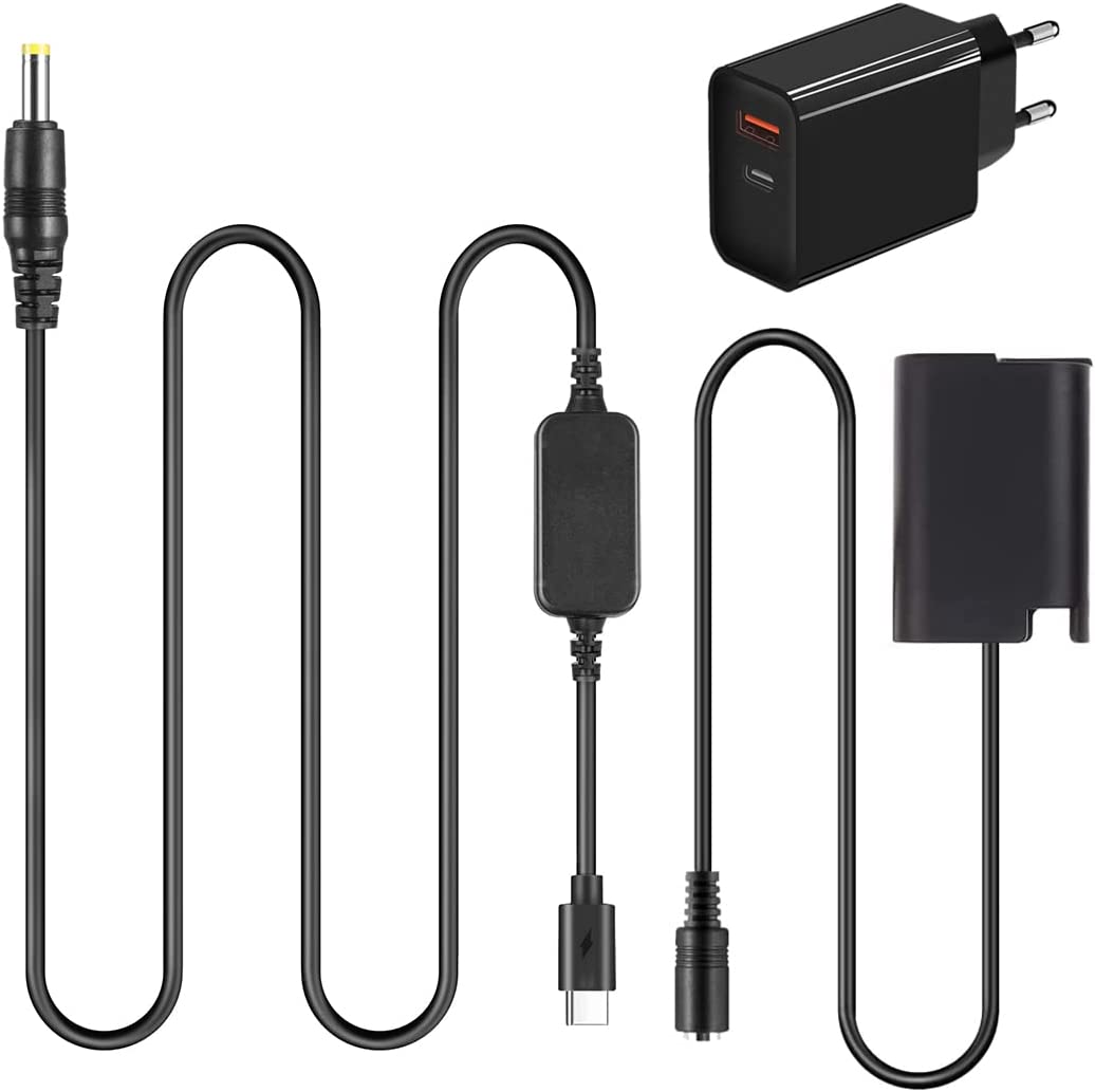 PD USB-C Cable AC8 and BLK22 Dummy Battery Coupler for Panasonic Lumix S5 DC-S5 DC-S5K
