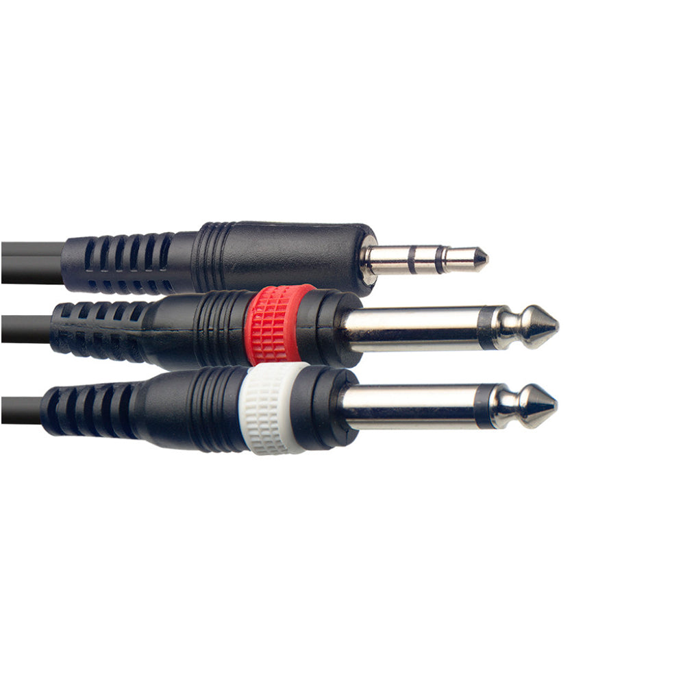 Кабел Stagg SYC2/MPSB2P - 2 моно жака 6.3 към 3.5 стерео жак - 2m