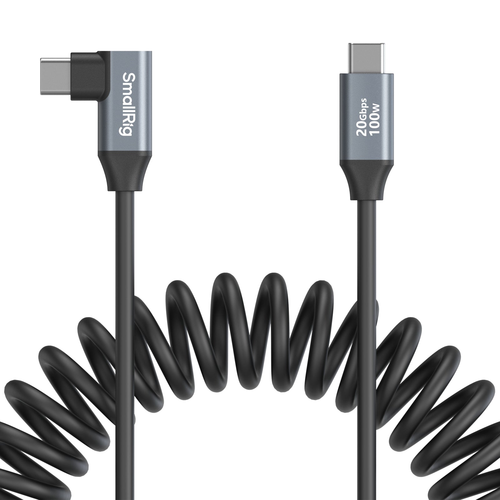 SmallRig USB-C (прав към ъглов) навит на спирала кабел за данни (60 см)