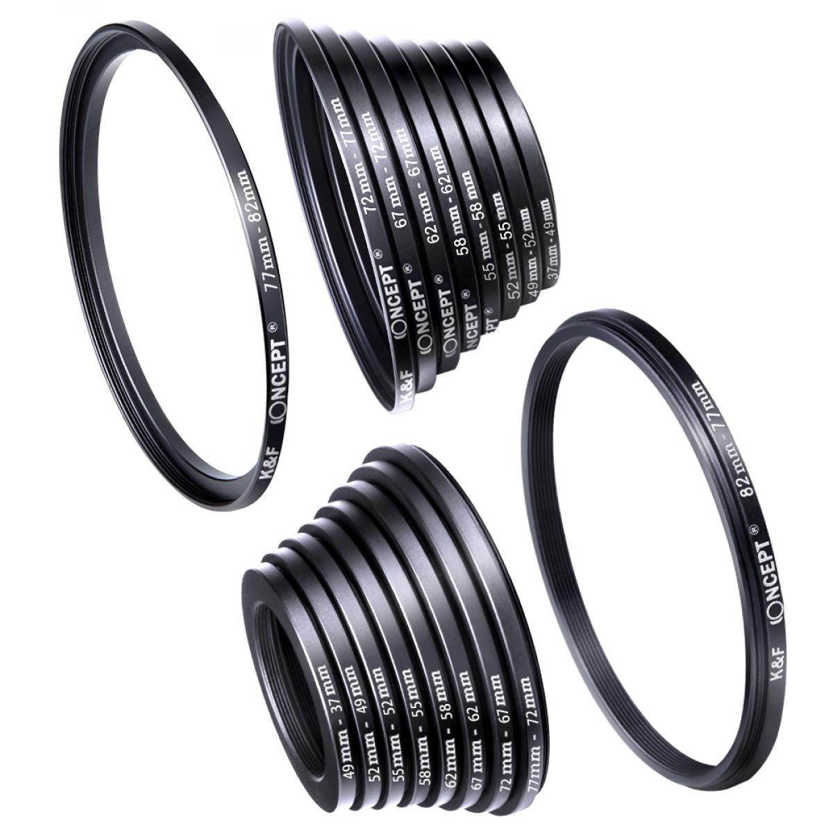 K&F 18 in 1 Lens Filter Ring Adapter All in One Kit