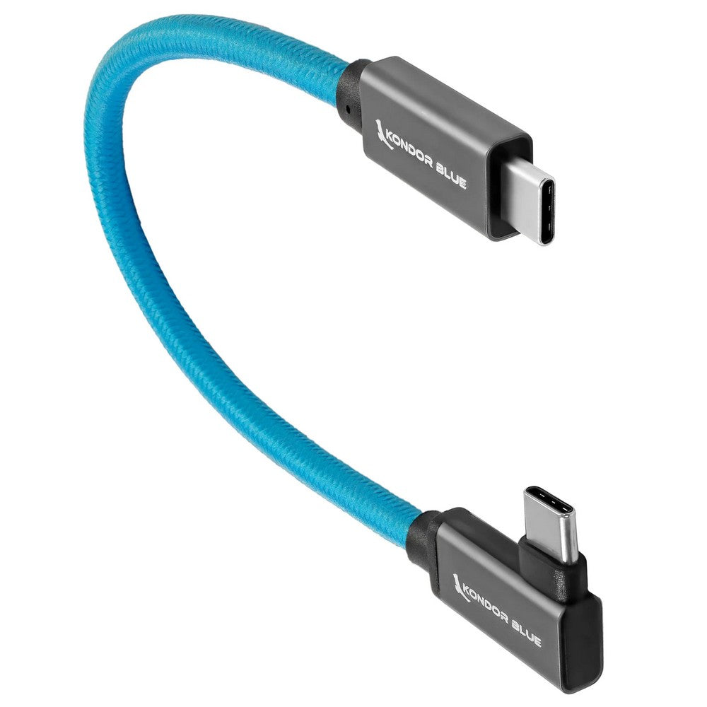 Kondor Blue 8.5инчов USB-C оплетен кабел с прав ъгъл за 8K данни и захранване