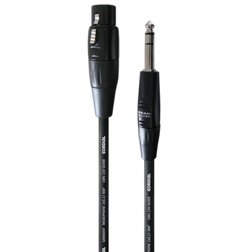 Инструментален кабел CORDIAL CIM 3 FV – XLR женски към 6.3 мм стерео жак, 3 м