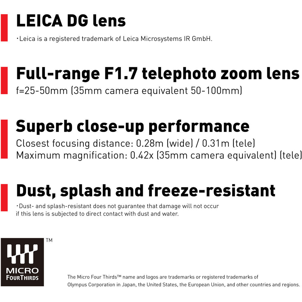 Обектив Panasonic  Leica DG Vario Summilux 25-50mm f1.7