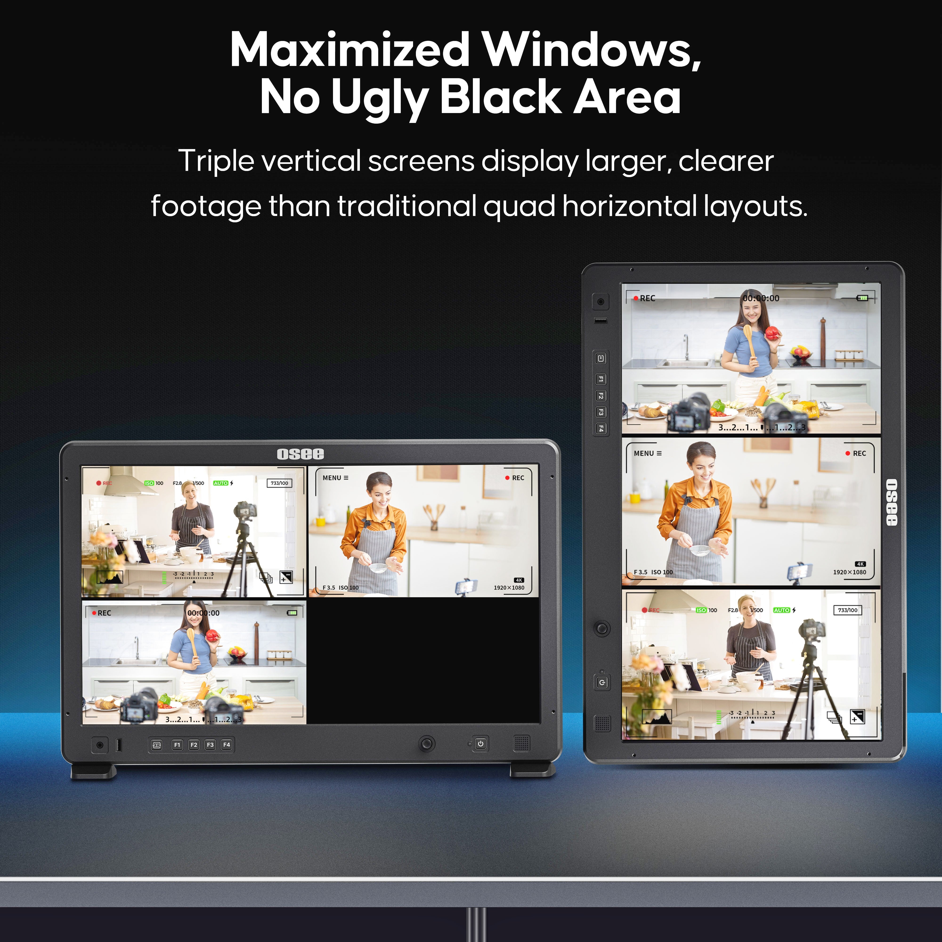 OSEE Mega 22S4 - 21,5 inch Horizontal / Vertical Multi View Production Monitor