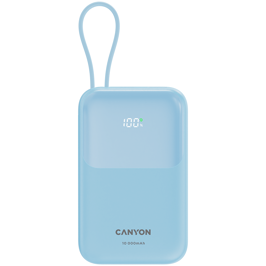 CANYON външна батерия OnPower 101 с вграден кабел 10000 mAh PD22.5W - синьо