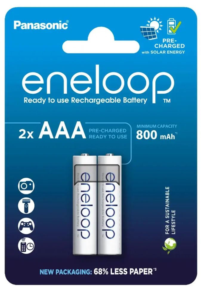 Panasonic Eneloop AAA 800 mAh BK-4MCDE/2CP (блистер 2 бр.)