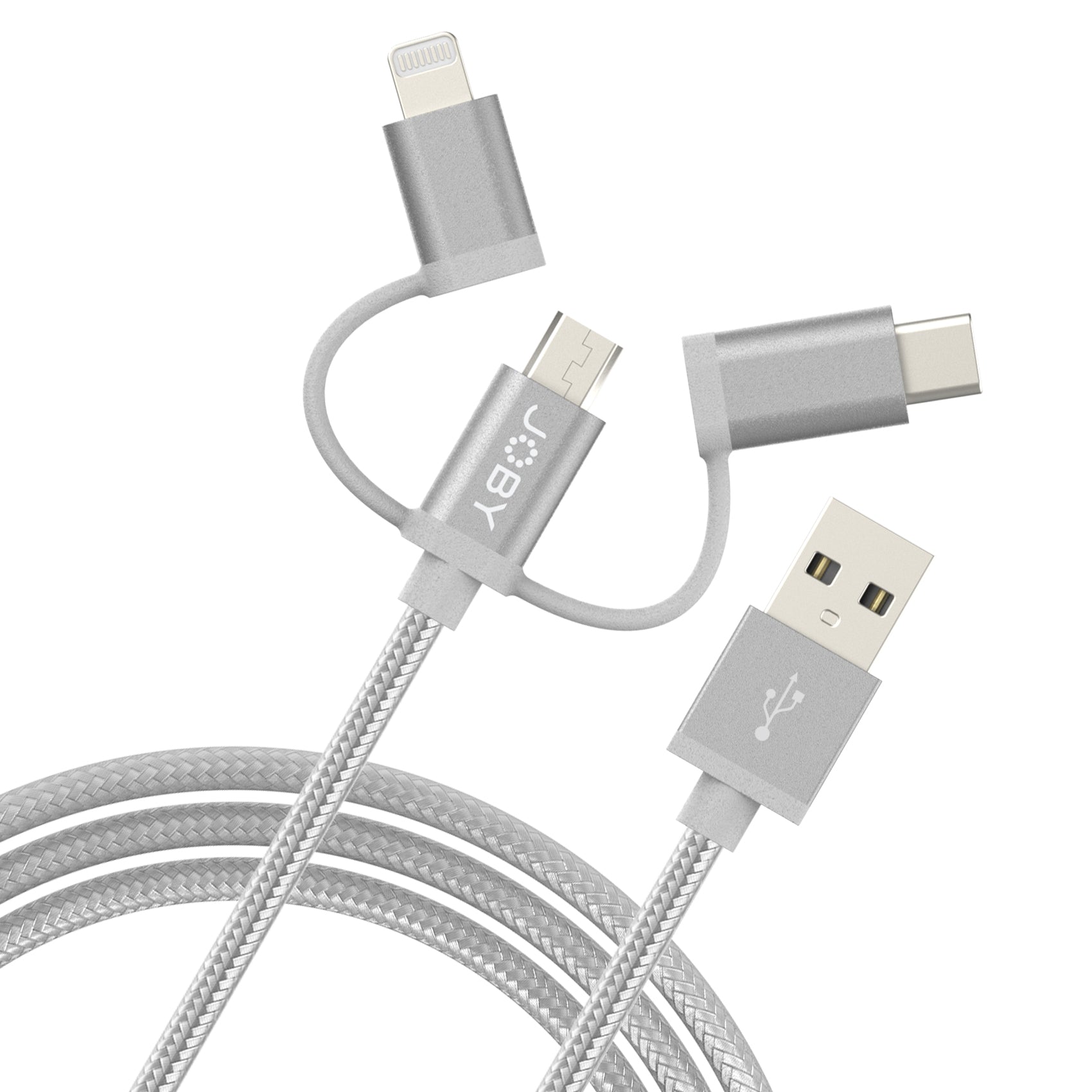 Кабел Joby 3 в 1 за зареждане и синхронизация - Lightning, USB-C, USB Micro - MFi сертифициран