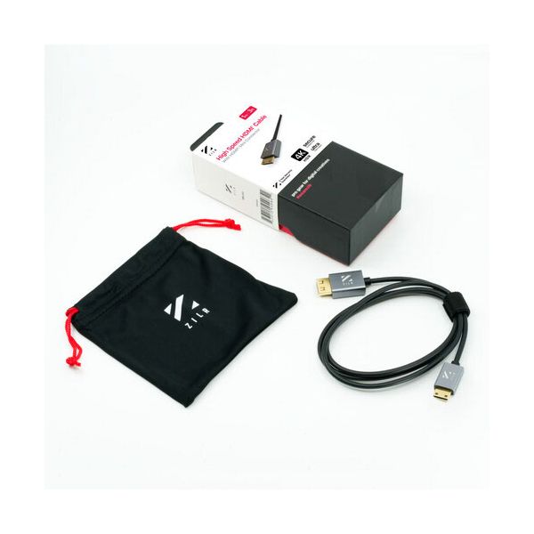 HDMI кабел ZILR 4K 60p Hyper-Thin High-Speed Mini-HDMI към Full HDMI Cable with Ethernet - 45cm