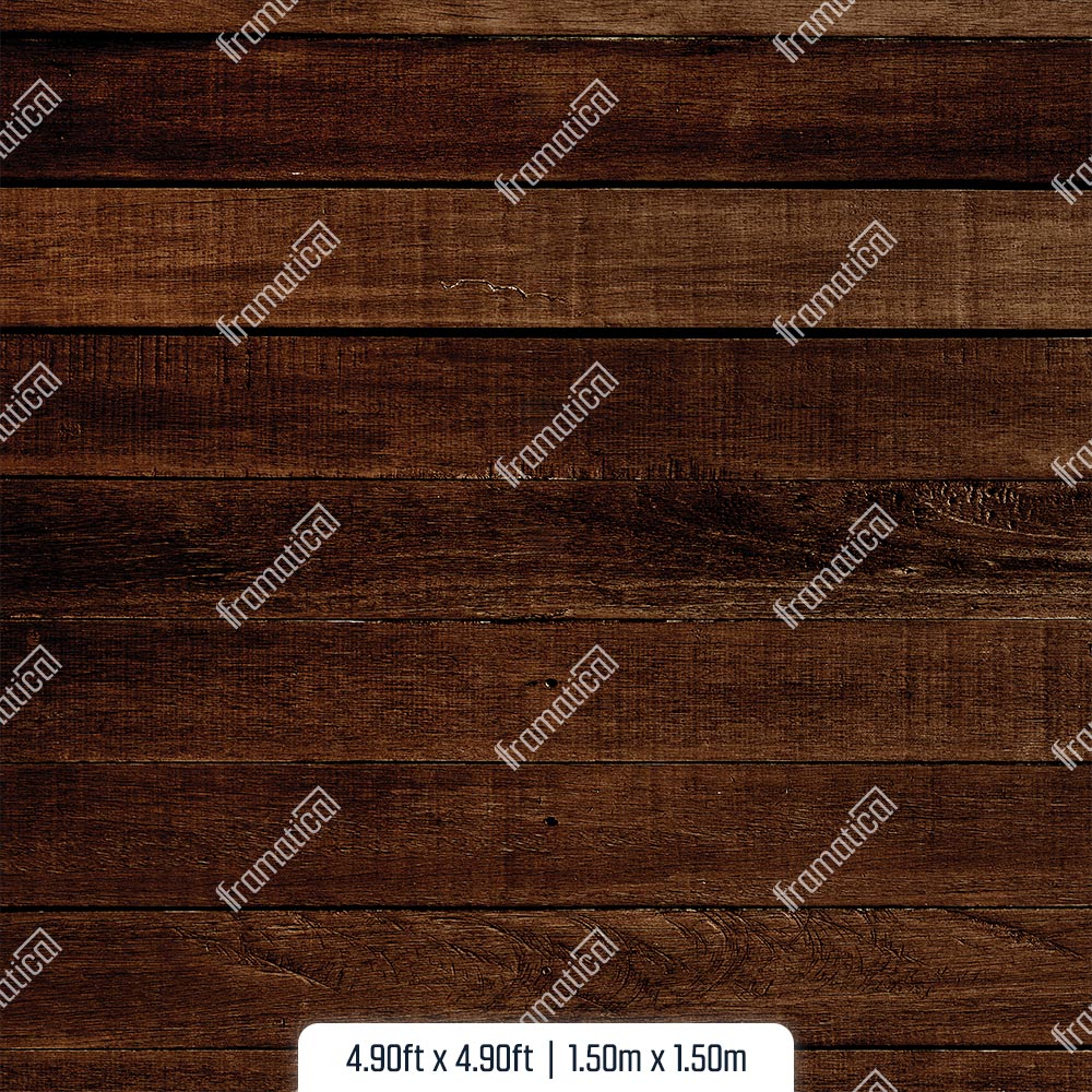 Dark Rustic Wood Horizontal Plank Mat Floor - 1.50m x 1.50m