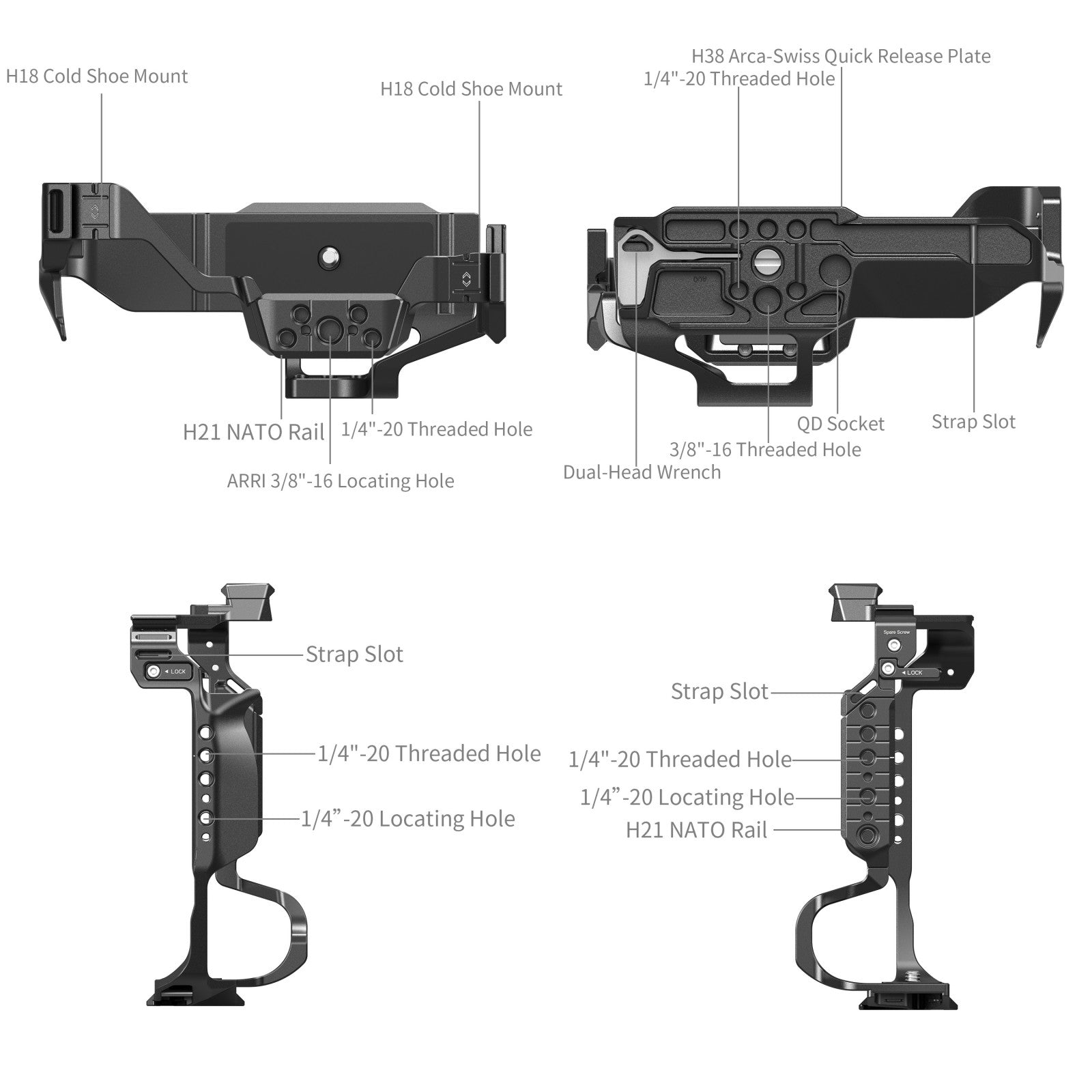 Клетка SmallRig за камера Panasonic LUMIX S1R II / S5 II / S5 IIX / G9 II със DMW-BG1 / DMW-BG2 батериен грип