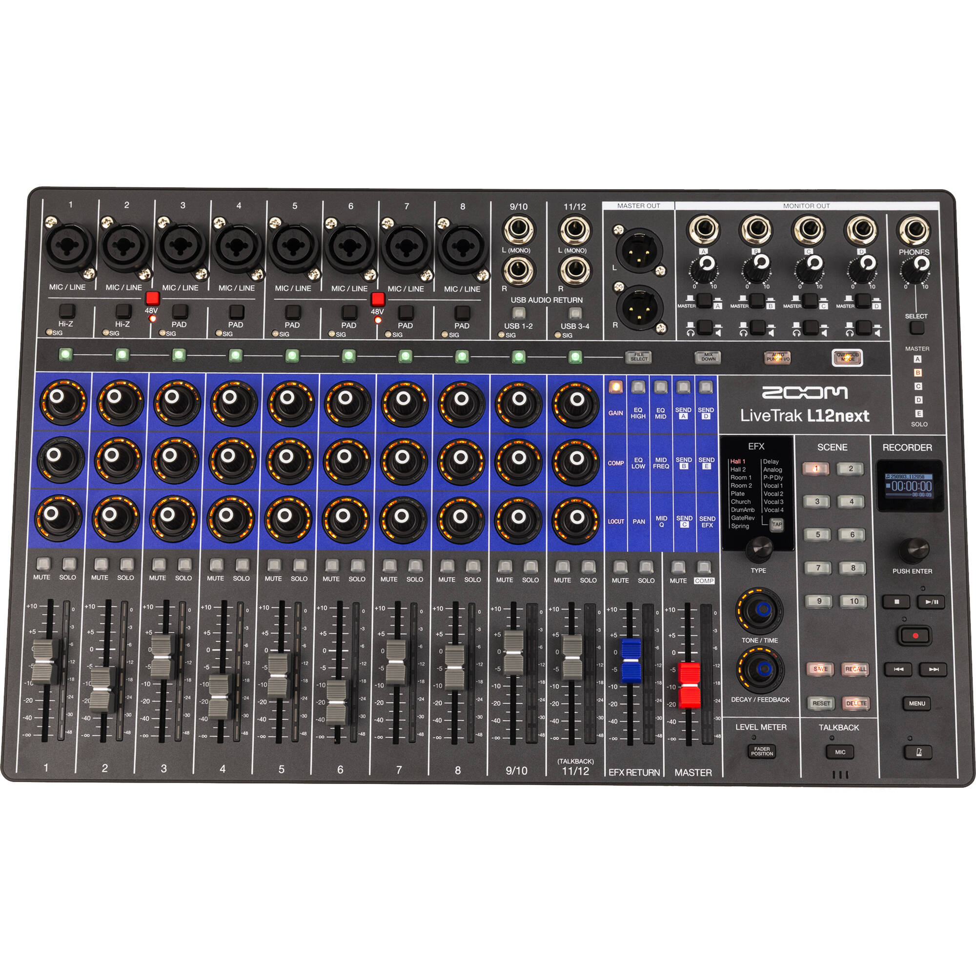 12 канален смесителен пулт с ефекти Zoom L-12NEXT Livetrak - Digital Mixer and Recorder