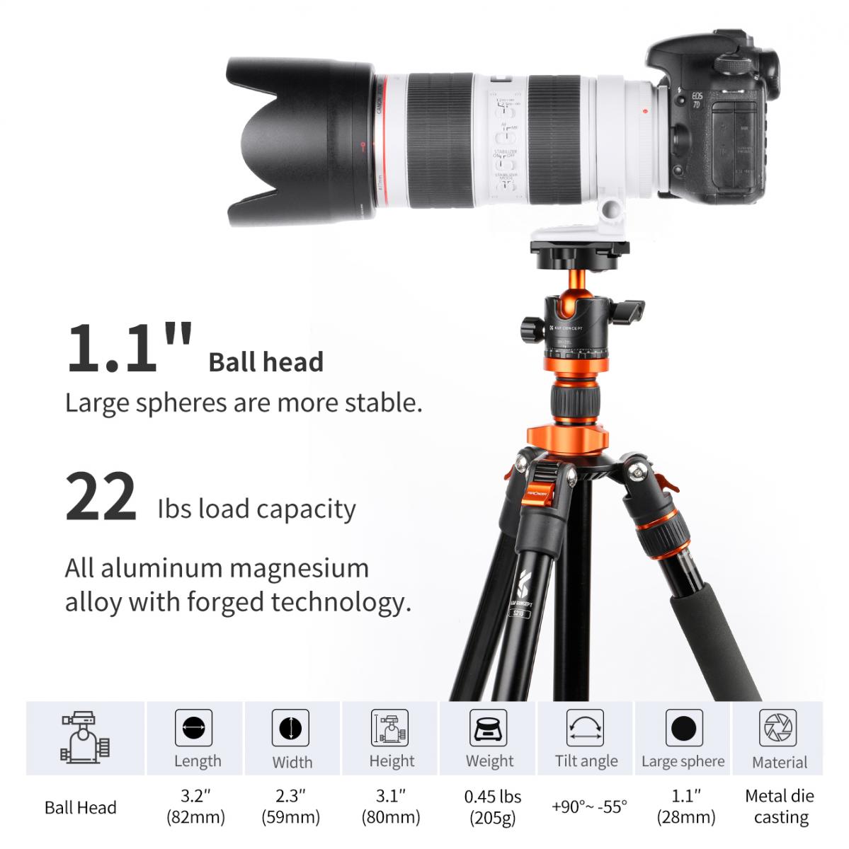K&F Concept Professional 10 Kg Capacity Tripod Ball Head