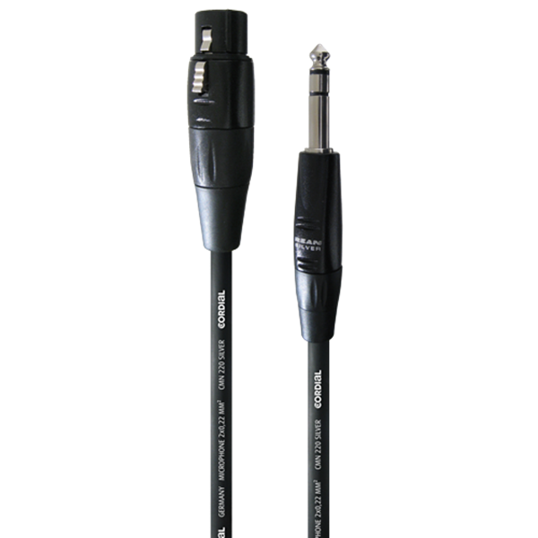 Инструментален кабел CORDIAL CIM 6 FV – XLR женски към 6.3 мм стерео жак, 6 м