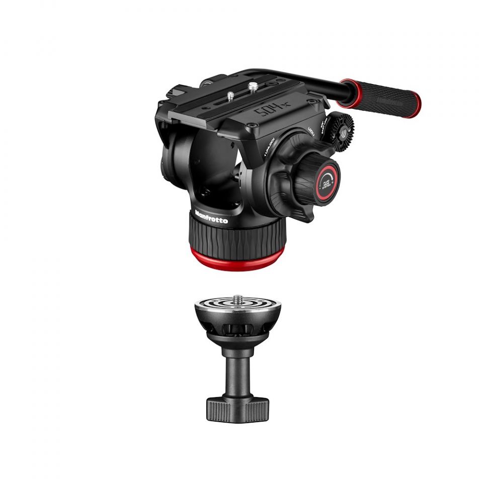 Manfrotto 504X Fluid Video Head with Alu Twin leg tripod with ground spreader