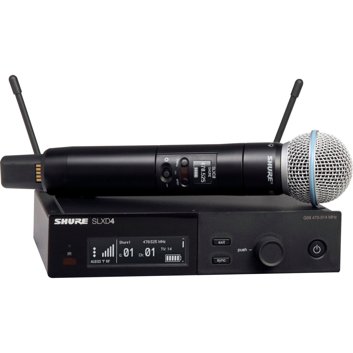 Безжична система Shure SLXD24E/B58-H56(518-562 MHz) с ръчен микрофон и капсула BETA58-суперкардиод