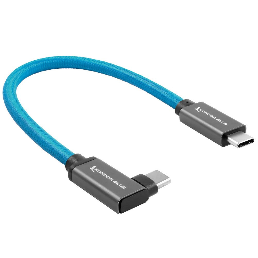 Kondor Blue 8.5инчов USB-C оплетен кабел с прав ъгъл за 8K данни и захранване