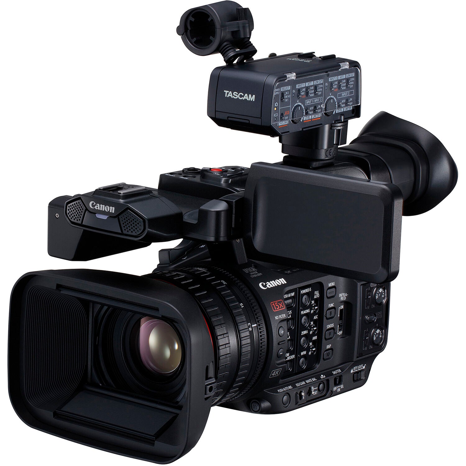 Аудио XLR адаптер Tascam CA-XLR2d-C с краче за фотоапарати и камери Canon