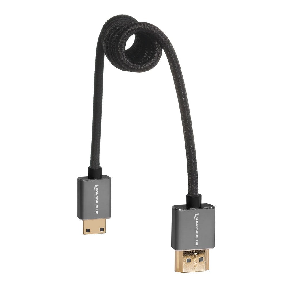 Mini HDMI към Full HDMI кабел 12-24инча навит (Черен)