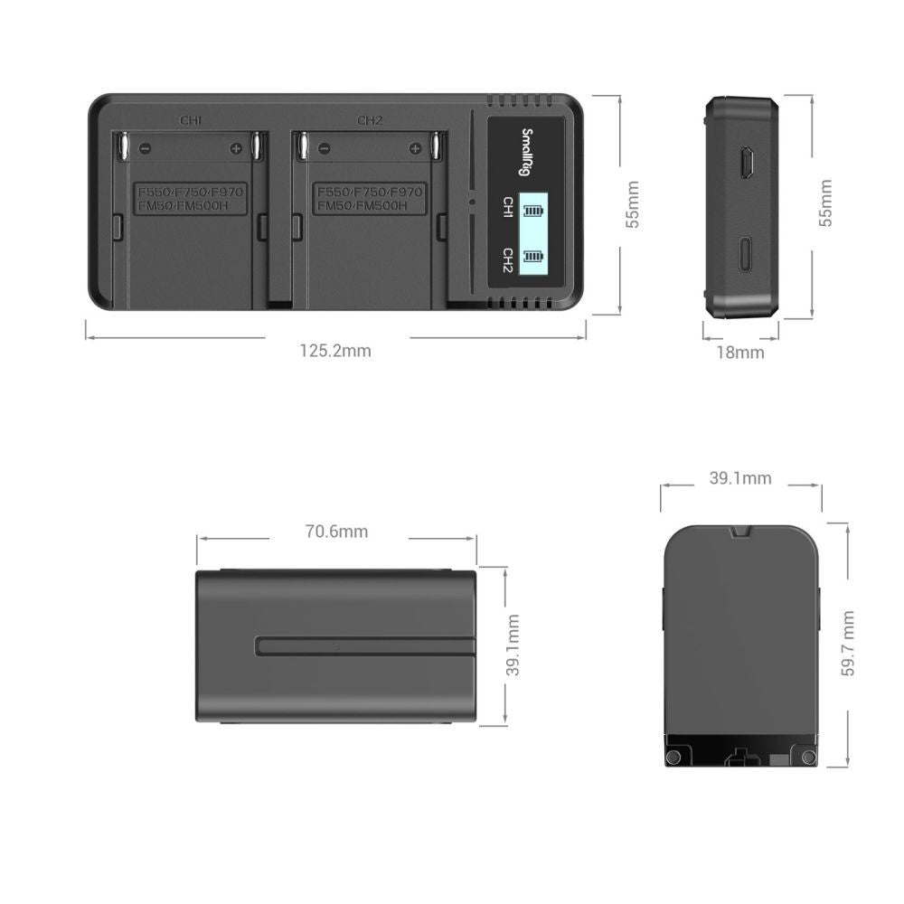 Комплект две батерии SmallRig NP-F970 и зарядно