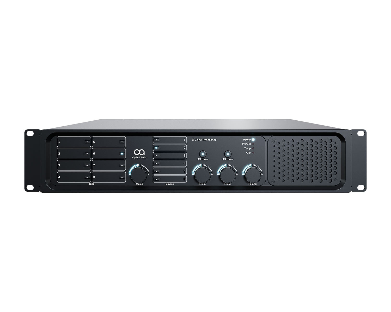 Зонов контролер с усилване Optimal Audio ZONE8P с DSP - 8x100W (4Ω и 8Ω) 4x200W (8Ω)